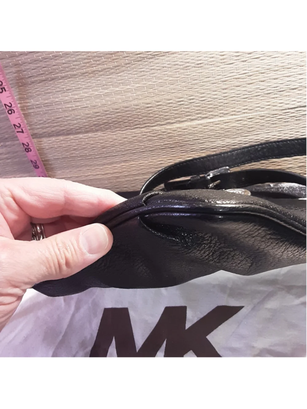 Michael Kors Black Pebbled Leather Crossbody Bag with Silver Hardware & Dust Bag
